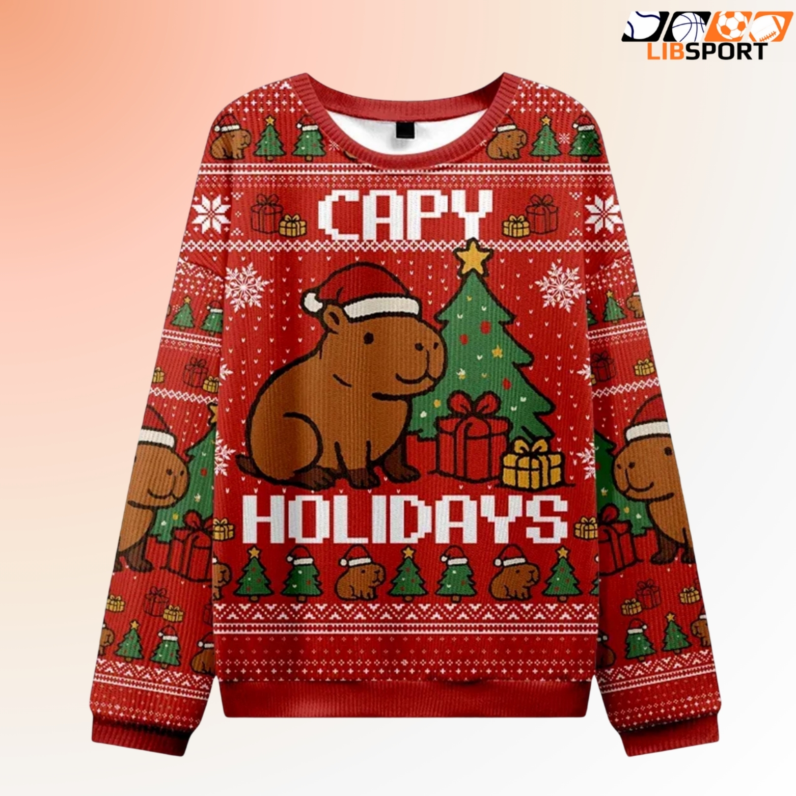Capybara Celebration Christmas Sweatshirt, Holiday Cappy Women Shirt, Cute Xmas Animal Jumper
